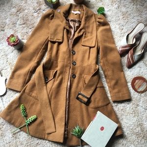 {ASOS Petite} Classic Tan Wool Belted Jacket, 0P
